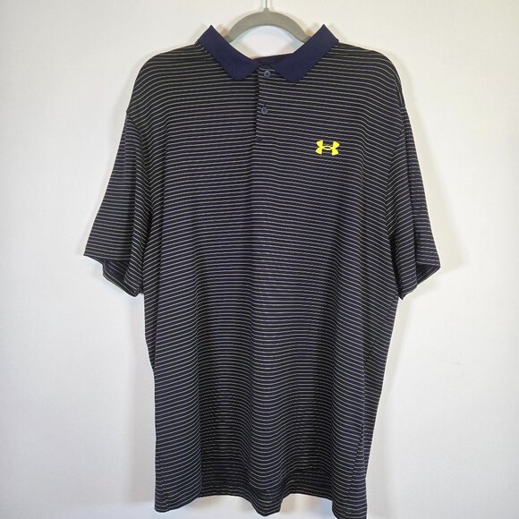 Under Armour Navy Striped Polo - Picture 1 of 7